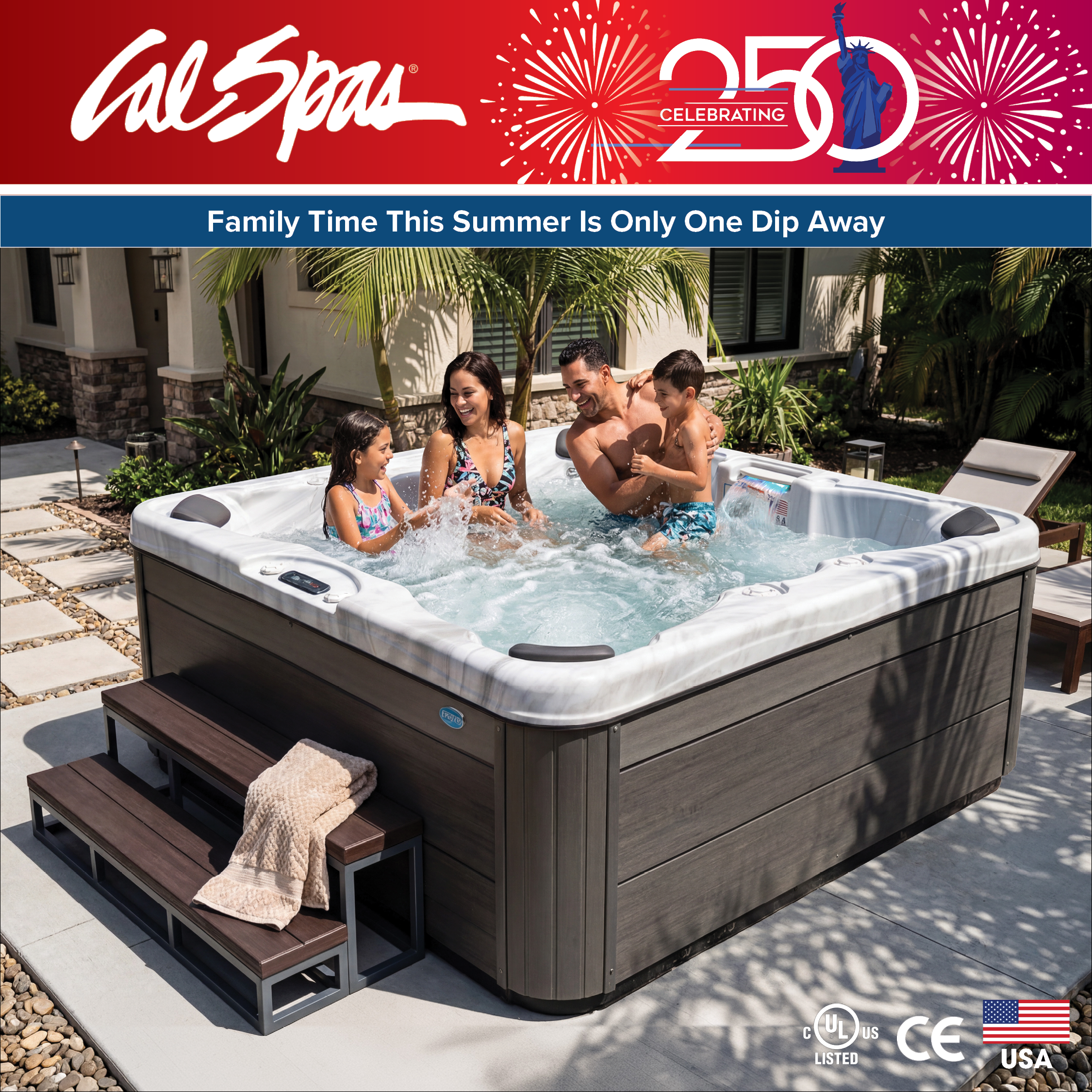 Calspas hot tub being used in a family setting - Fort Wayne